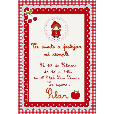 Invitación Caperucita Roja 8u. Pers